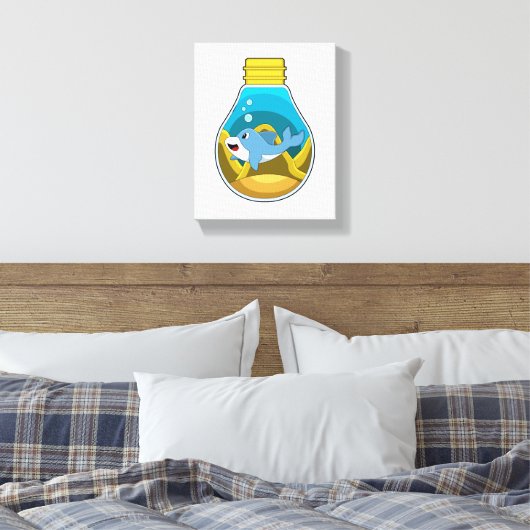 Dolfine in zwemmen in aquarium canvas afdruk (Insitu (Slaapkamer))