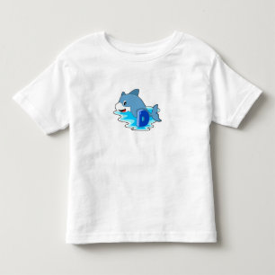 Dolfine in zwemmen met letter kinder shirts