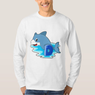Dolfine in zwemmen met letter t-shirt