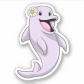 Dolfine met Daisy Flower Sticker (Voorkant)