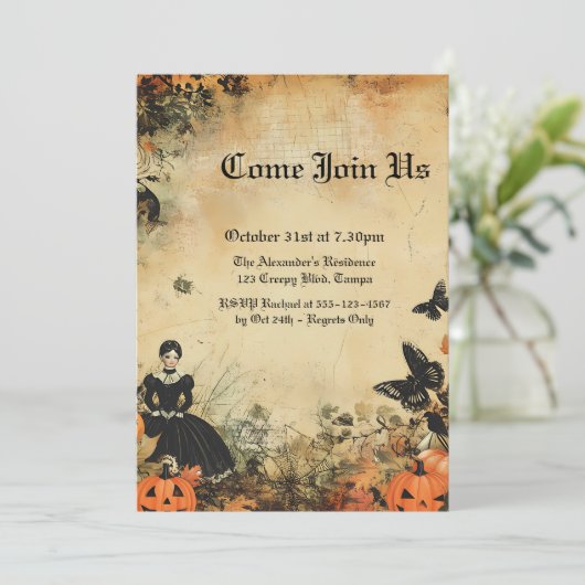 Doll Autumn Halloween Custom Kaart (Staand voorkant)