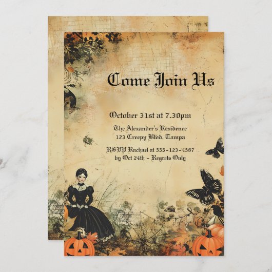 Doll Autumn Halloween Custom Kaart (Voorkant / Achterkant)