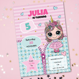 Doll Birthday Invitation Kaart