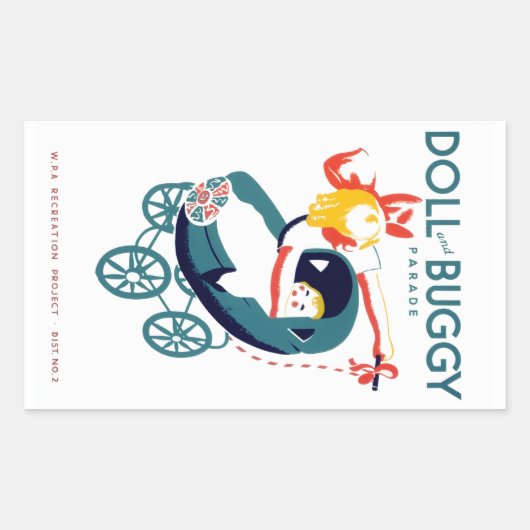 Doll en Buggy Parade Rechthoekige Sticker (Voorkant)