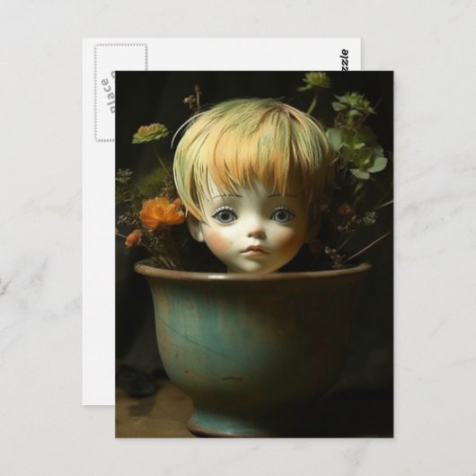 Doll Head Planter Briefkaart (Voorkant / Achterkant)