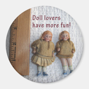 Doll Lovers Twin Antiek Doll Magnets, Round Magneet
