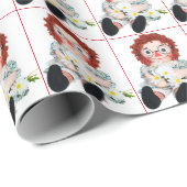 doll met madeliefje bouquet cadeaupapier (Rol Hoek)