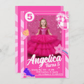 Doll Pink Birthday Invitation (Devant / Derrière)