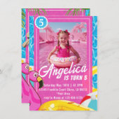 Doll Pink Fashion Pool Birthday Invitation (Devant / Derrière)