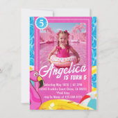 Doll Pink Fashion Pool Birthday Invitation (Devant)