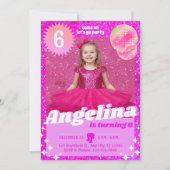 Doll Pink Gilter Invitation Birthday Party (Devant)