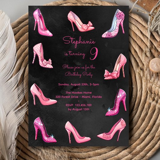 Doll roze hoge hak schoenen meisje verjaardagsfees kaart