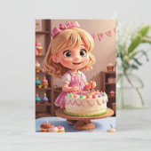 Doll thema verjaardag uitnodiging (Staand voorkant)