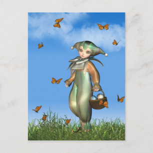 Doll van de Clown van de Pierrot van Pasen met Feestdagenkaart