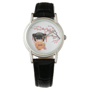 Doll van Kokeshi van Ume - het Meisje van de Horloge