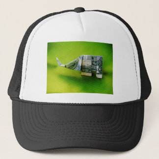 Dollar bill origami Elephant on Green background Trucker Pet