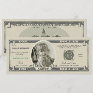 Dollar Bill Uitnodiging voor een eerste verjaardag