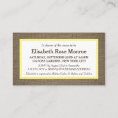 Dollar de sable et Baby shower Burlap Invitation d (Dos)