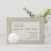 Dollar de sable et Burlap Beach Wedding Invitation (Debout devant)