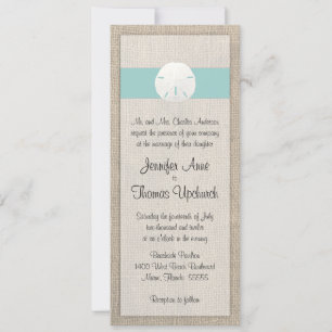 Dollar de sable et Burlap Beach Wedding Invitation