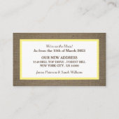 Dollar de sable et Burlap Carte de changement d'ad (Dos)