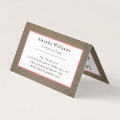 Dollar de sable et Burlap Carte de visite double f (Dos)