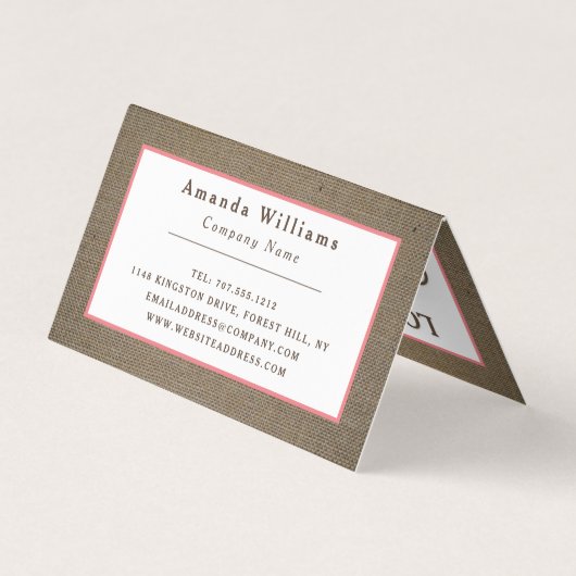 Dollar de sable et Burlap Carte de visite double f (Dos)