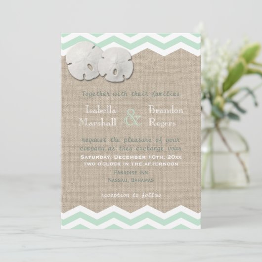 Dollar de sable et Faire-part de mariage Chevron (Debout devant)