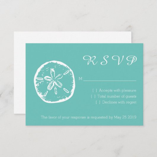 Dollar de sable Turquoise RSVP cartes de mariage d (Devant / Derrière)