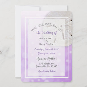 Dollar De Sable Violet Thème Mariage Invitations
