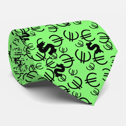 Dollar Jaune Funky Euro Motif Cravate (Roulé)