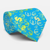 Dollar Jaune Funky Euro Motif Cravate (Roulé)