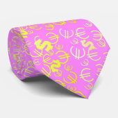 Dollar Jaune Funky Euro Motif Cravate (Roulé)