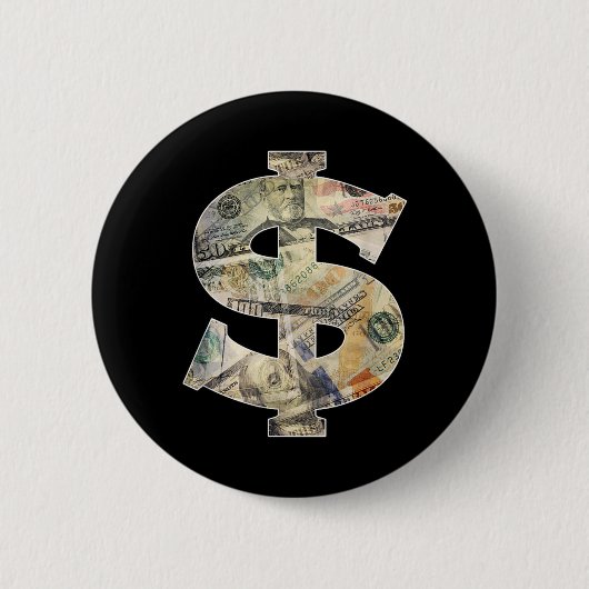 Dollar Sign Cool Geld Ronde Button 5,7 Cm (Voorkant)