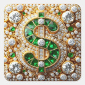 Dollar Sign  Vierkante Sticker (Voorkant)