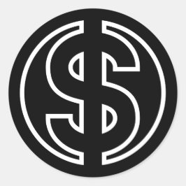 Dollar Symboolvaluta in zwarte cirkel Ronde Sticker