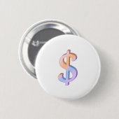 Dollar-teken 1 ronde button 5,7 cm (Voorkant /achterkant)