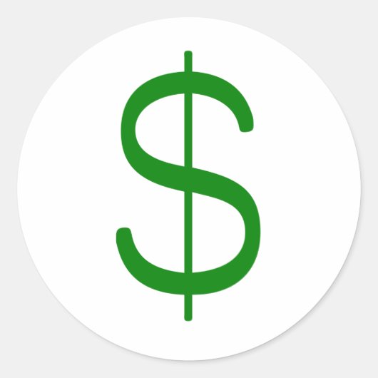 Dollar teken$ Geel Groen Roze Ronde Sticker (Voorkant)