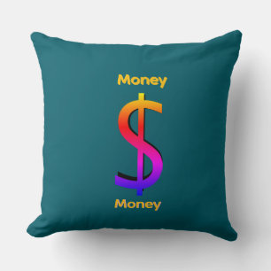 Dollar $teken Geld Logo Regenboog Turquoise Kussen