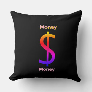 Dollar $ teken Geld Logo Regenboog Zwart Kussen