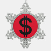 Dollar teken geld tin sneeuwvlok ornament (Voorkant)