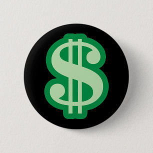 Dollar-teken Ronde Button 5,7 Cm