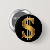 Dollar-teken Ronde Button 5,7 Cm (Voorkant /achterkant)