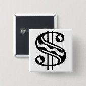 Dollar-teken Vierkante Button 5,1 Cm (Voorkant /achterkant)