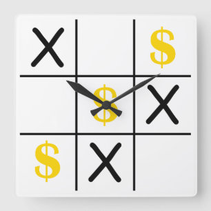 Dollar Tic Tac Toe Vierkante Klok