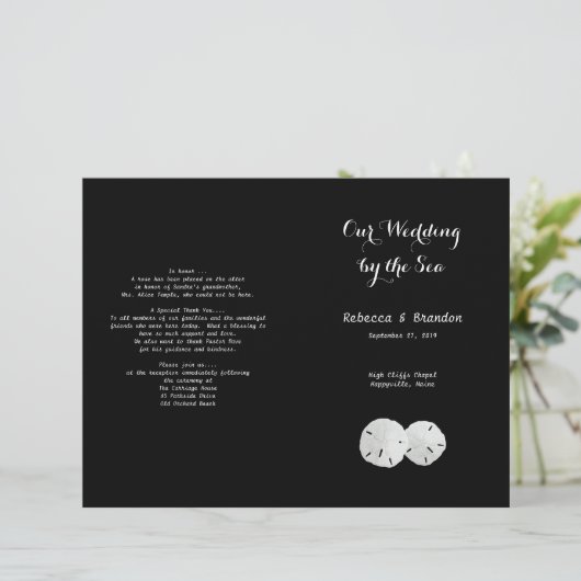 Dollars de sable blanc noir Programme de mariage p (Debout devant)