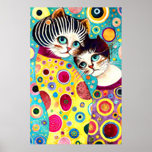 Dolle Abstracte Coole Katten Poster