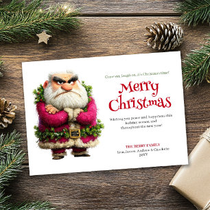 Dolle chagrijnige Kerstman bewerkbare aangepaste k Feestdagenkaart