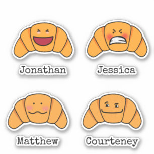Dolle Croissants Kwartet met Gepersonaliseerde Nam Sticker