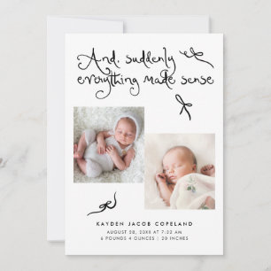 Dolle Cute Strikjes Witte Foto Geboorte Aankondiging